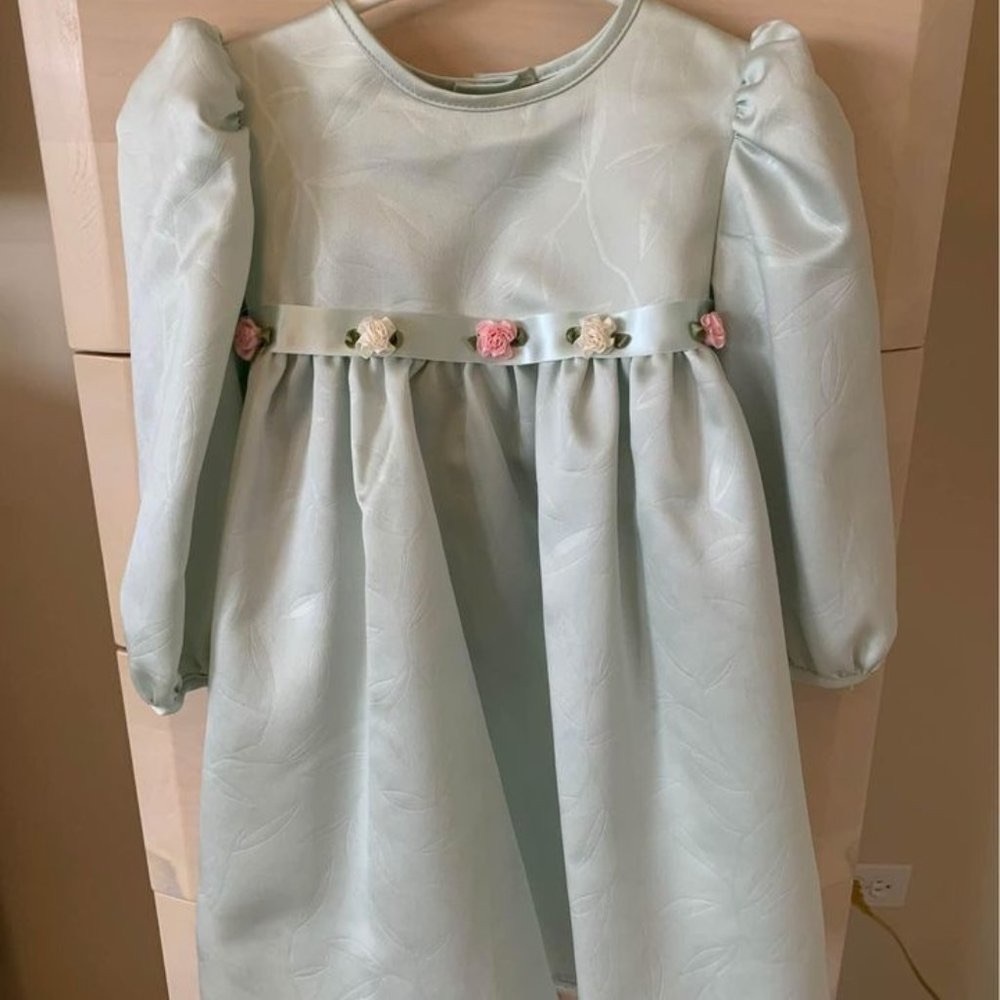 Girls Light Green and Floral Dress Size 3
